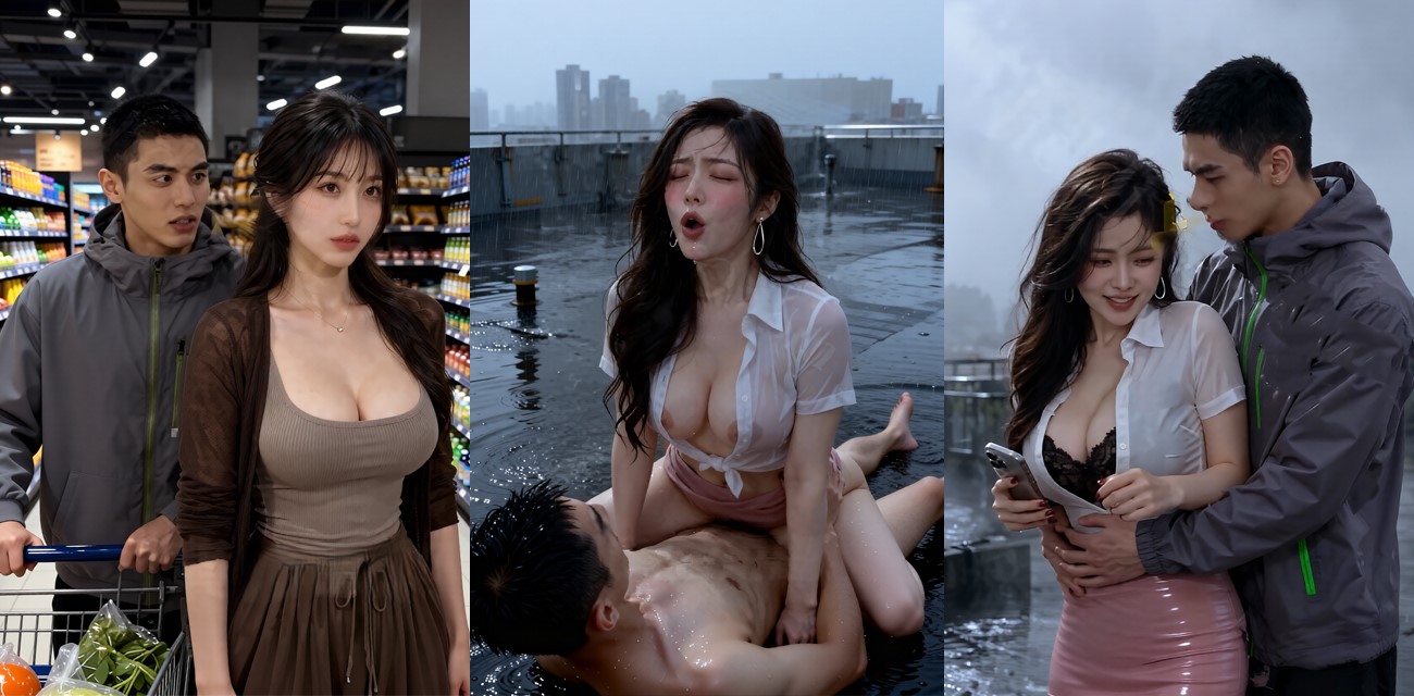 AI成人短剧 女友帮我操闺蜜 暴雨天透视装借宿 天台淫靡不堪